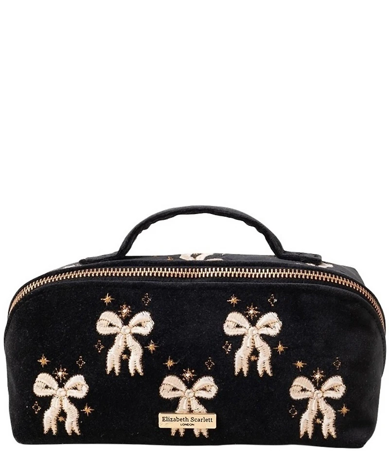 Elizabeth Scarlett Bows Velvet Open Flat Makeup Bag