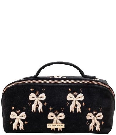 Elizabeth Scarlett Bows Velvet Open Flat Makeup Bag