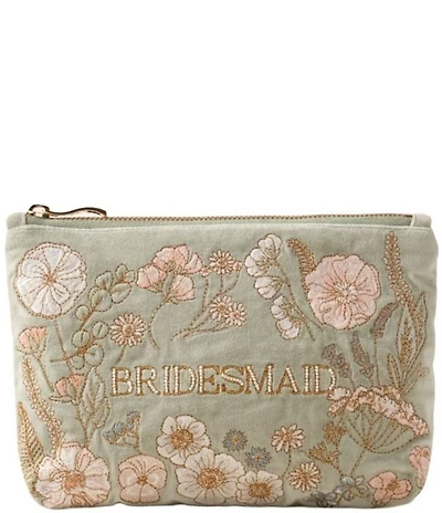 Elizabeth Scarlett Bridesmaid Pressed Flowers Velvet Mini Pouch