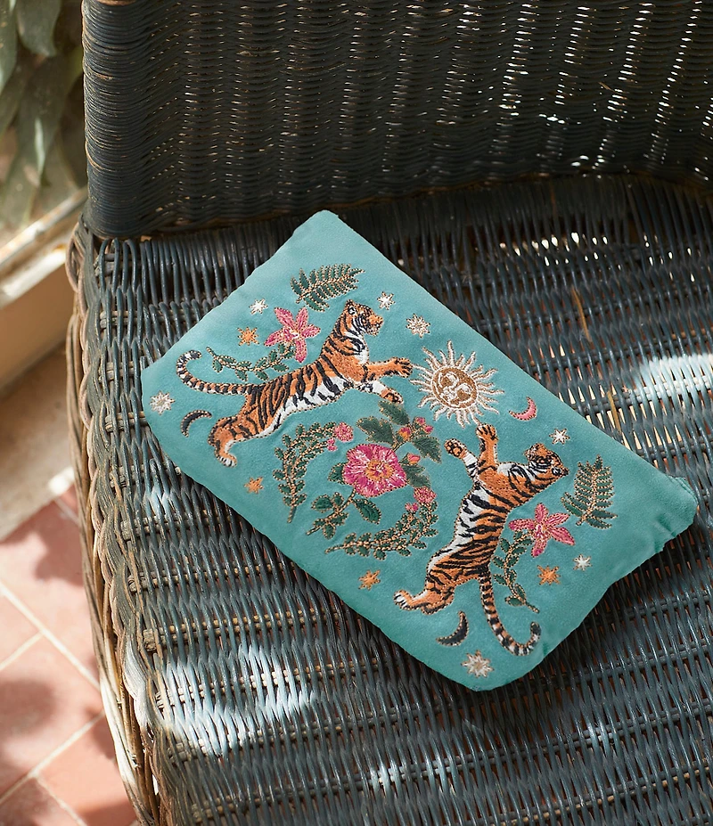 Elizabeth Scarlett Celestial Tiger Velvet Everyday Pouch
