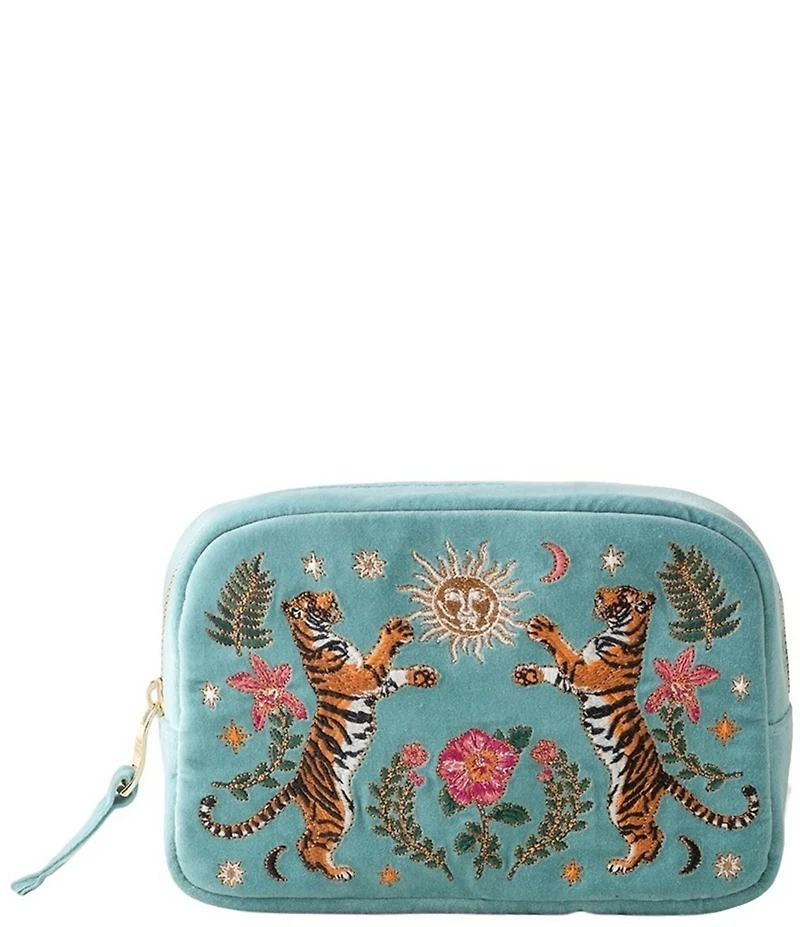 Elizabeth Scarlett Celestial Tigers Velvet Makeup Bag
