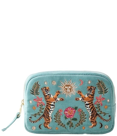 Elizabeth Scarlett Celestial Tigers Velvet Makeup Bag