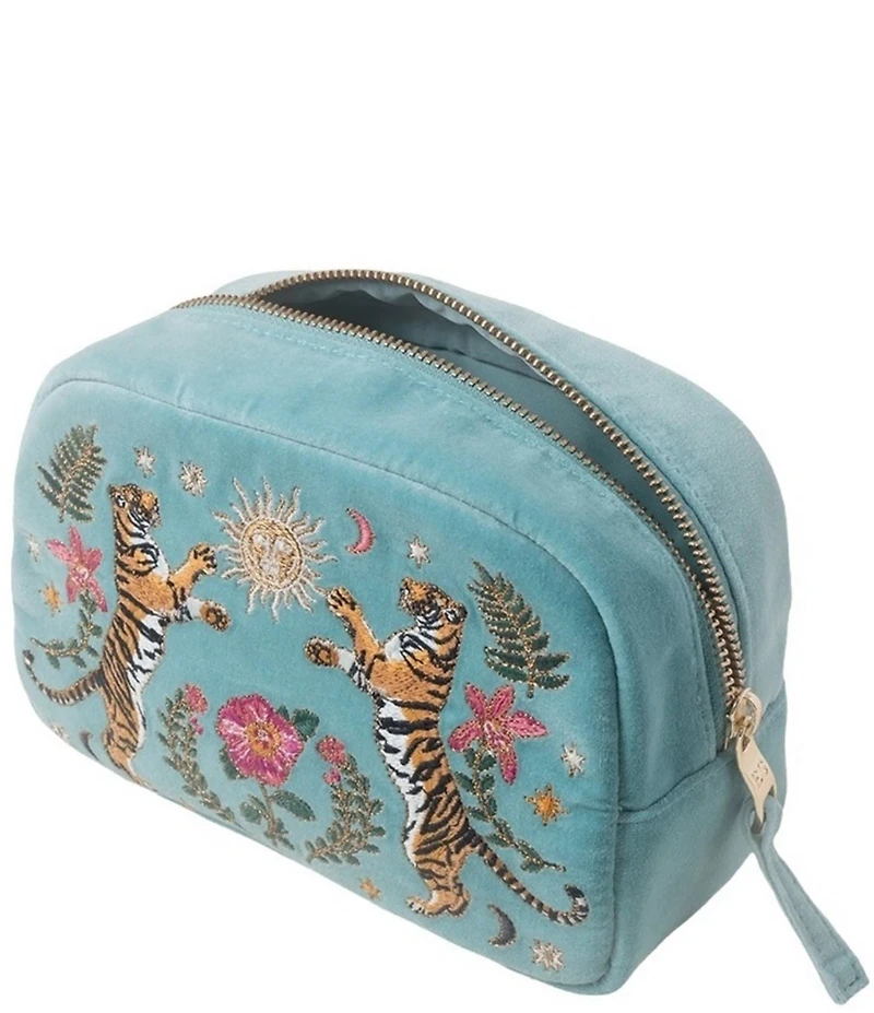 Elizabeth Scarlett Celestial Tigers Velvet Makeup Bag