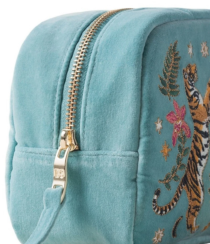 Elizabeth Scarlett Celestial Tigers Velvet Makeup Bag