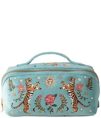 Elizabeth Scarlett Celestial Tigers Velvet Open Flat Makeup Bag