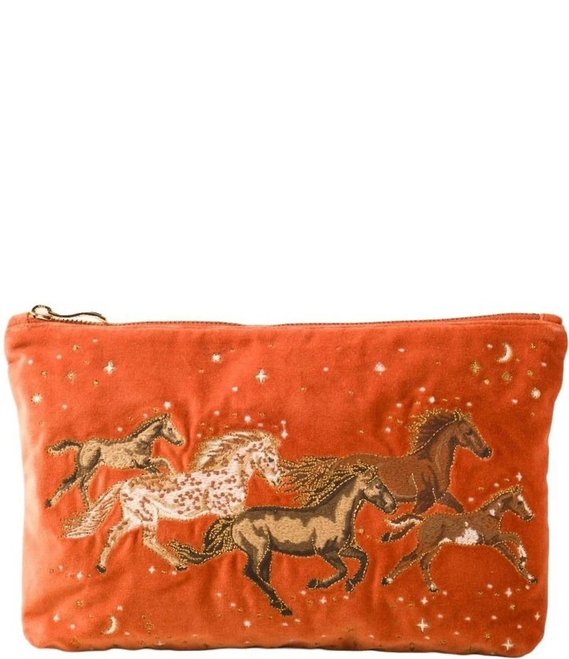 Elizabeth Scarlett Celestial Wild Horses Velvet Everyday Pouch