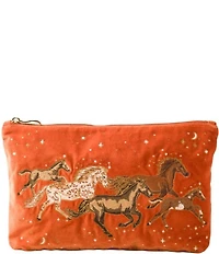 Elizabeth Scarlett Celestial Wild Horses Velvet Everyday Pouch