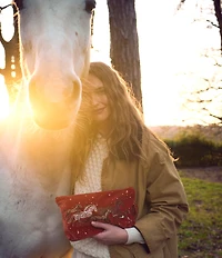 Elizabeth Scarlett Celestial Wild Horses Velvet Everyday Pouch