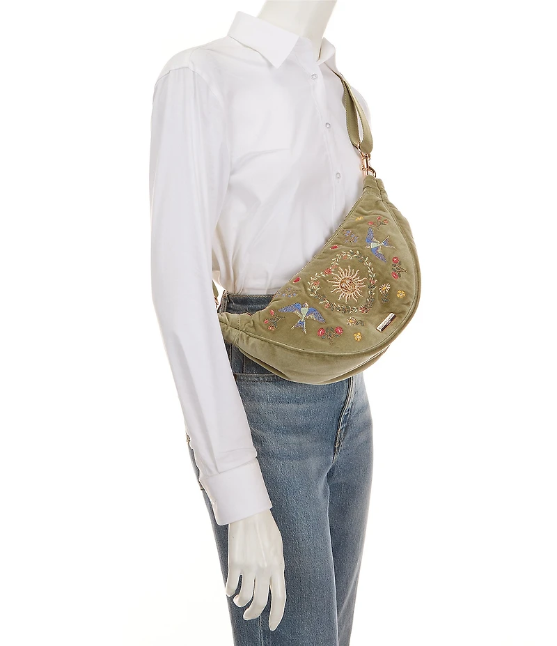 Elizabeth Scarlett Earth Goddess Velvet Crossbody Sling Bag