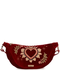 Elizabeth Scarlett Enchanted Heart Velvet Crossbody Sling Bag