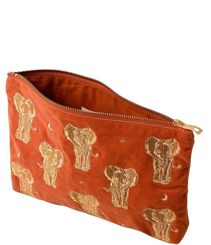 Elizabeth Scarlett Gold Elephant Velvet Everyday Pouch
