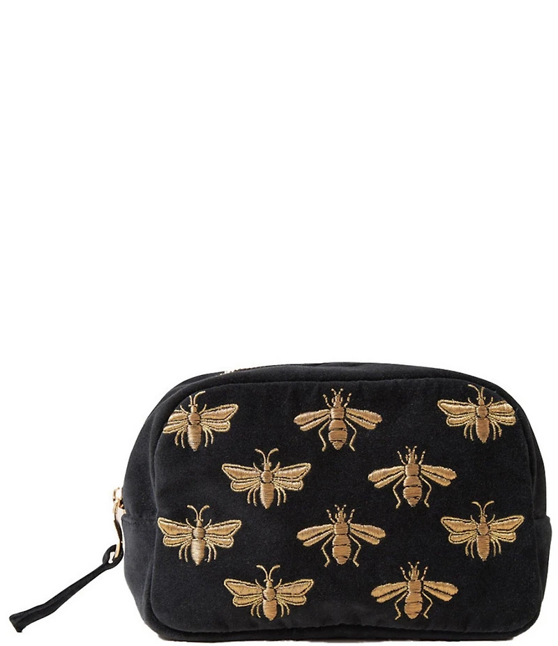 Elizabeth Scarlett Honey Bee Charcoal Velvet Cosmetics Bag Makeup