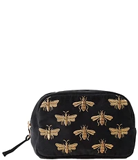Elizabeth Scarlett Honey Bee Charcoal Velvet Cosmetics Bag Makeup