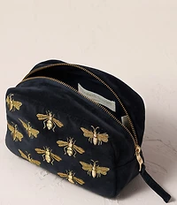 Elizabeth Scarlett Honey Bee Charcoal Velvet Cosmetics Bag Makeup