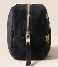Elizabeth Scarlett Honey Bee Charcoal Velvet Cosmetics Bag Makeup