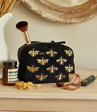 Elizabeth Scarlett Honey Bee Charcoal Velvet Cosmetics Bag Makeup