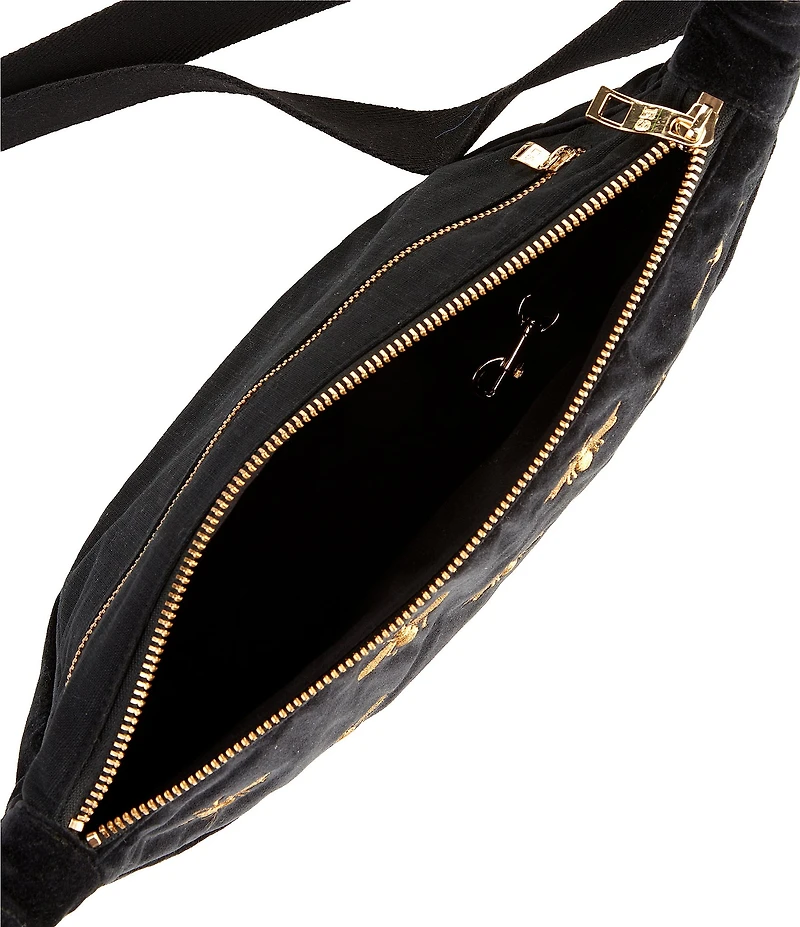 Elizabeth Scarlett Honey Bee Velvet Crossbody Sling Bag