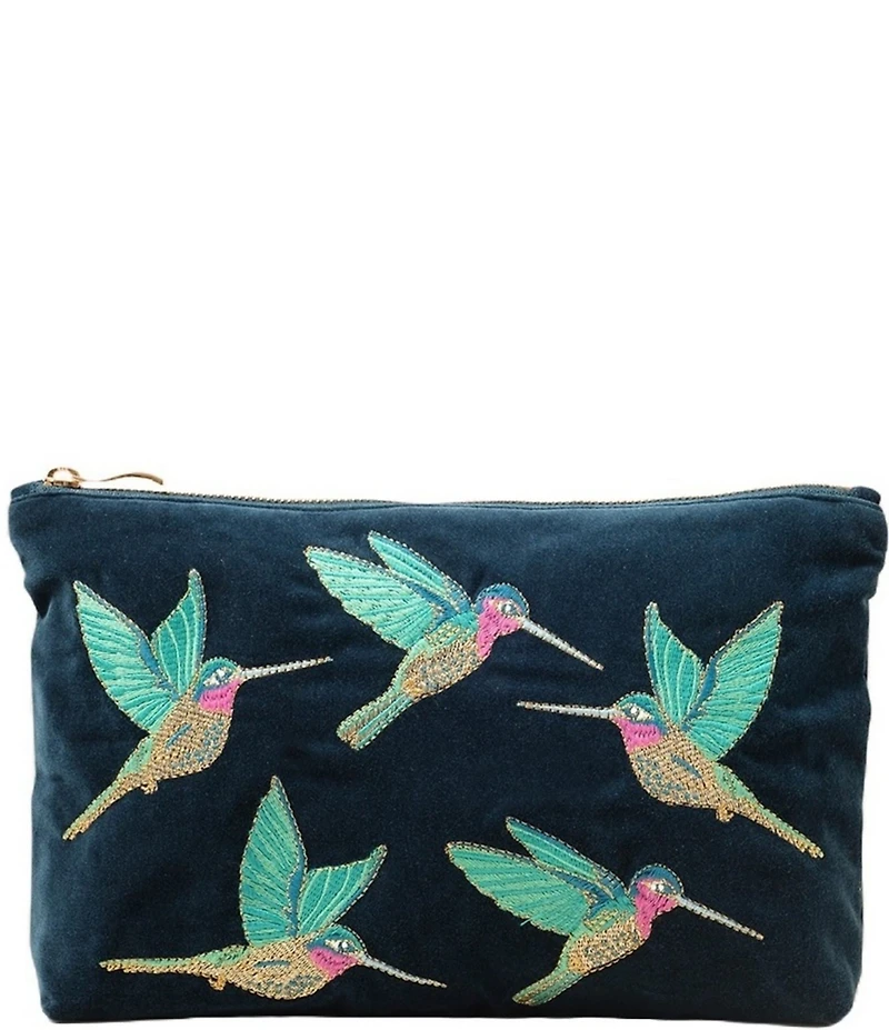 Elizabeth Scarlett Hummingbird Velvet Everyday Pouch
