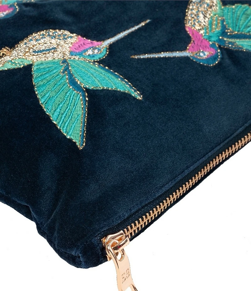 Elizabeth Scarlett Hummingbird Velvet Everyday Pouch