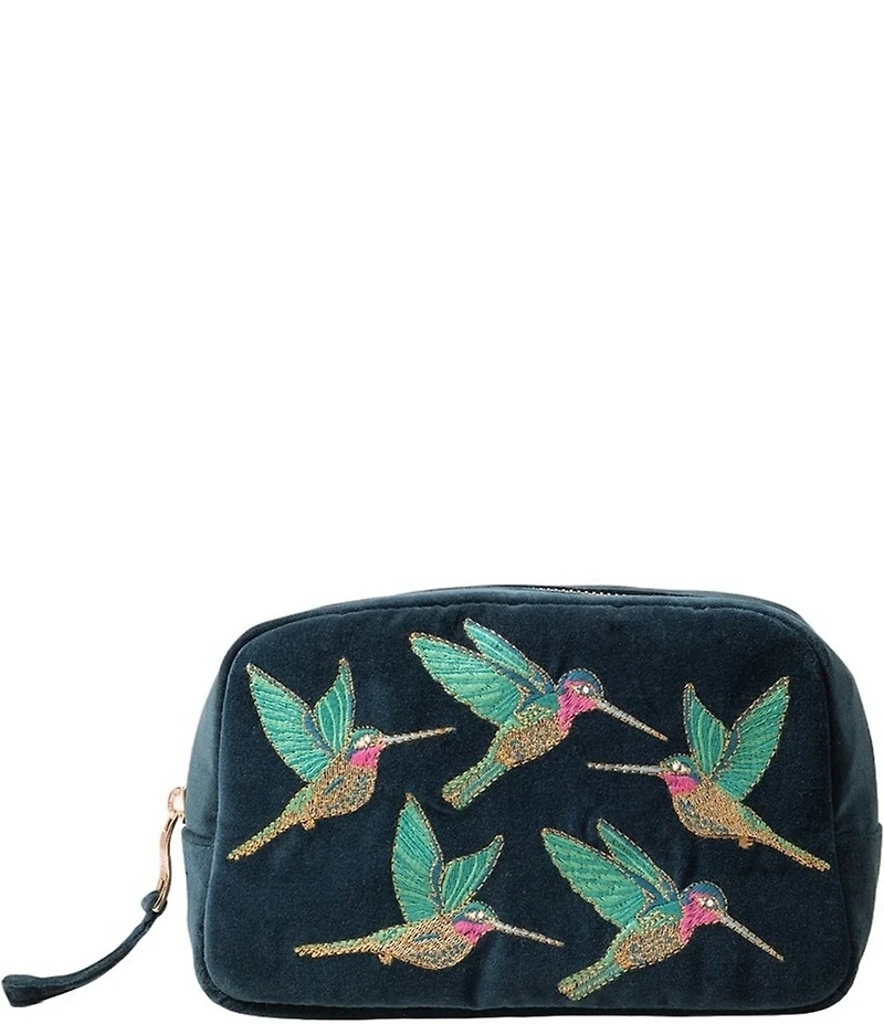 Elizabeth Scarlett Hummingbird Velvet Makeup Bag