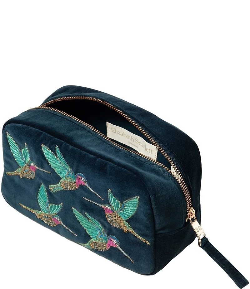 Elizabeth Scarlett Hummingbird Velvet Makeup Bag