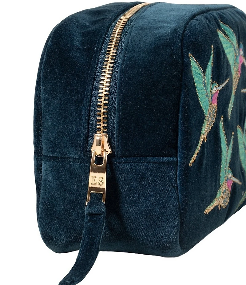 Elizabeth Scarlett Hummingbird Velvet Makeup Bag