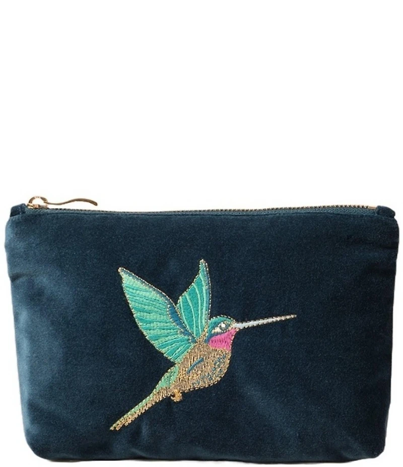 Elizabeth Scarlett Hummingbird Velvet Mini Pouch