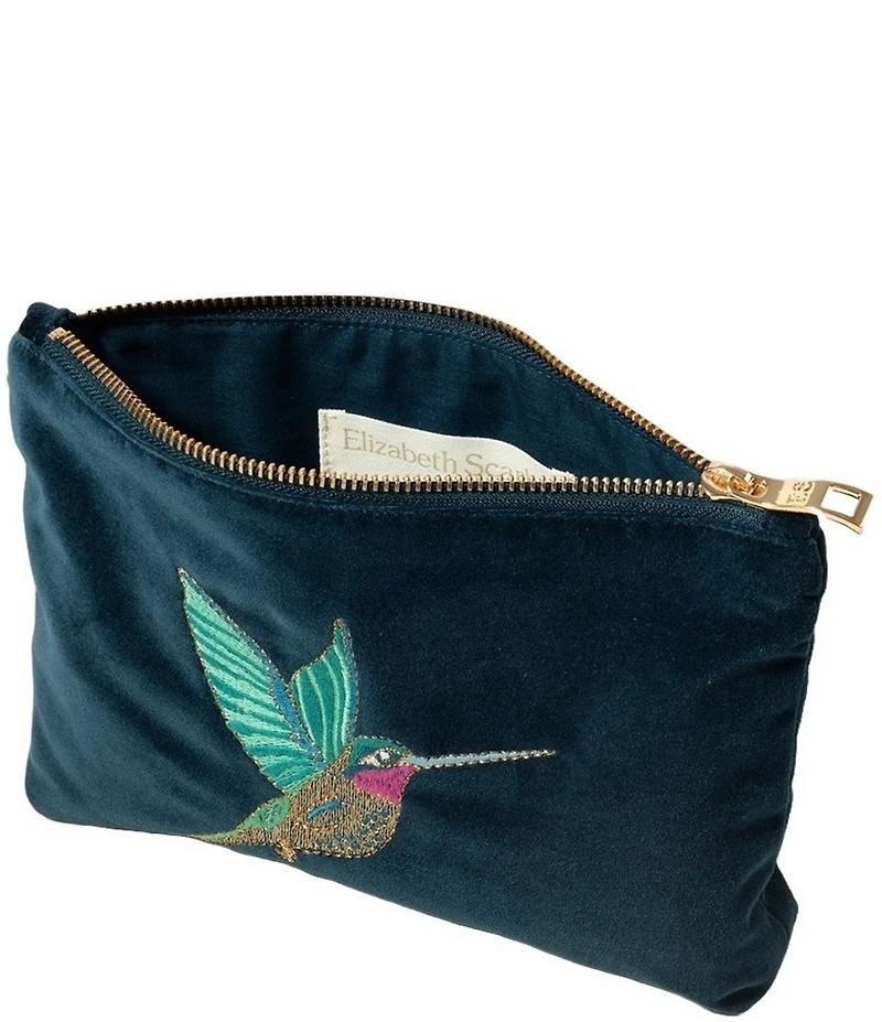 Elizabeth Scarlett Hummingbird Velvet Mini Pouch