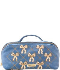 Elizabeth Scarlett Lattice Bows Velvet Open Flat Makeup Bag