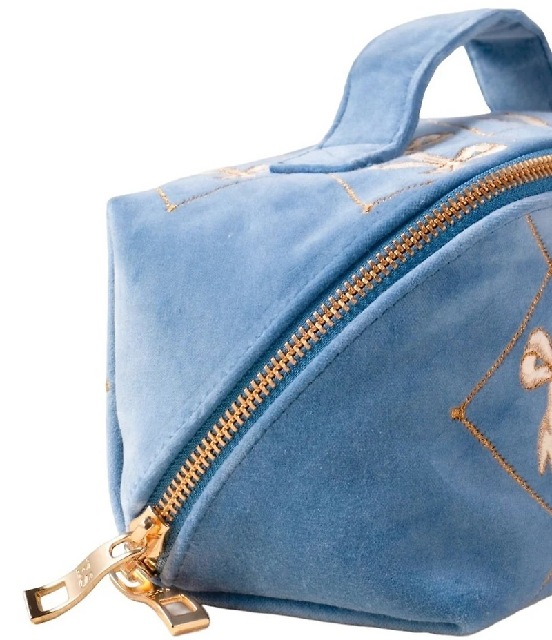 Elizabeth Scarlett Lattice Bows Velvet Open Flat Makeup Bag