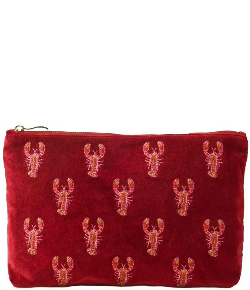 Elizabeth Scarlett Lobster Velvet Novelty Everyday Pouch