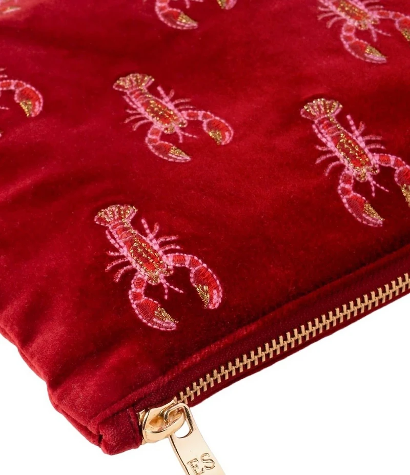 Elizabeth Scarlett Lobster Velvet Novelty Everyday Pouch