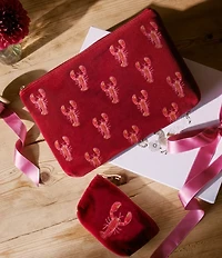 Elizabeth Scarlett Lobster Velvet Novelty Everyday Pouch