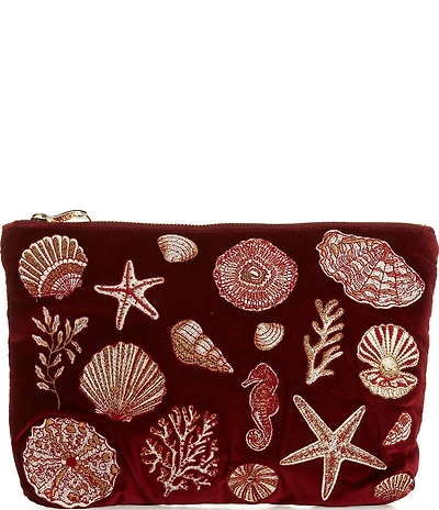 Elizabeth Scarlett Marine Paradise Velvet Everyday Pouch Bag