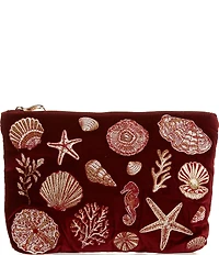 Elizabeth Scarlett Marine Paradise Velvet Everyday Pouch Bag