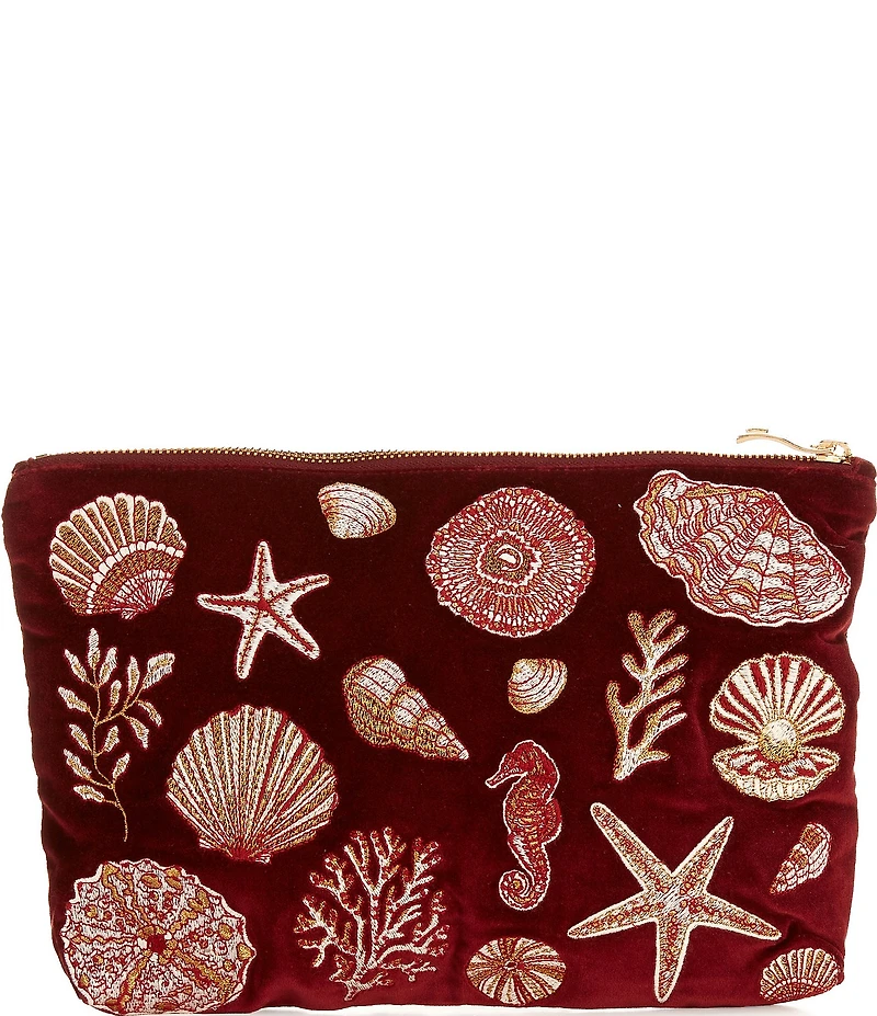 Elizabeth Scarlett Marine Paradise Velvet Everyday Pouch Bag