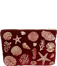 Elizabeth Scarlett Marine Paradise Velvet Everyday Pouch Bag