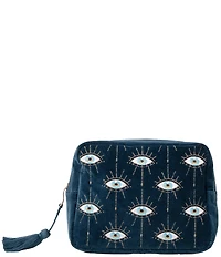 Elizabeth Scarlett Mystical Eye Caribbean Blue Velvet Wash Bag