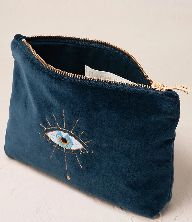 Elizabeth Scarlett Mystical Ink Blue Velvet Mini Pouch