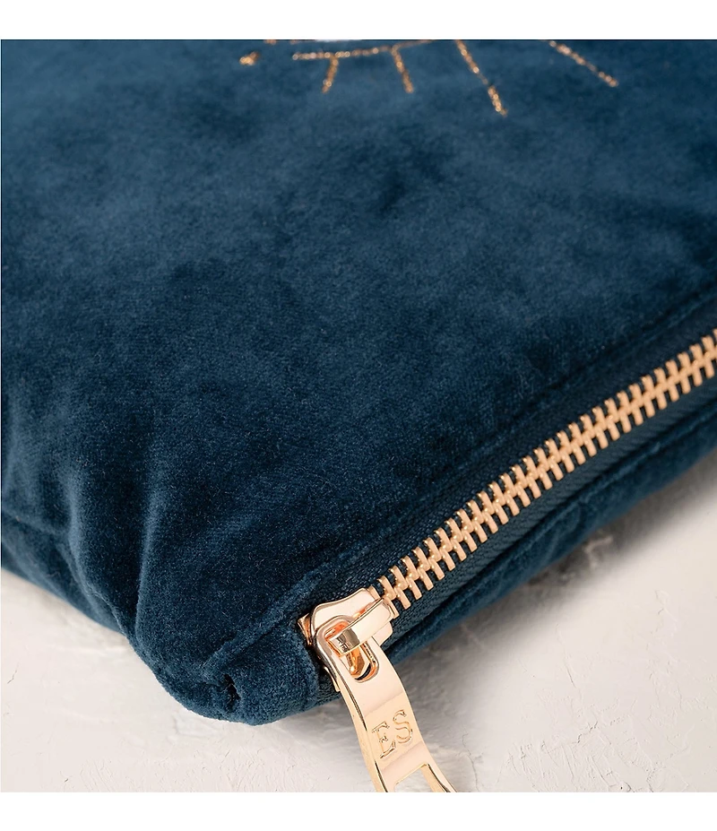 Elizabeth Scarlett Mystical Ink Blue Velvet Mini Pouch