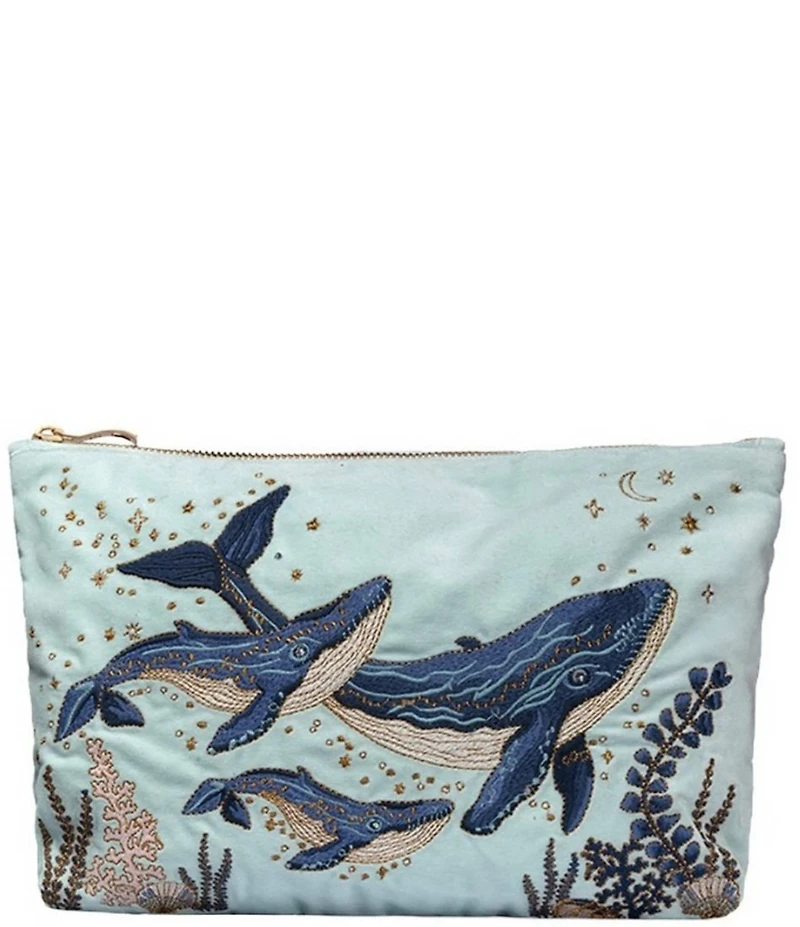 Elizabeth Scarlett Mystical Whale Velvet Everyday Pouch Bag