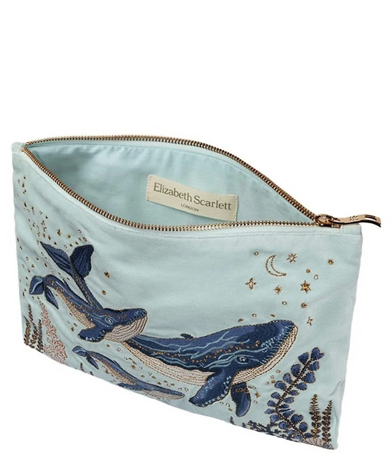 Elizabeth Scarlett Mystical Whale Velvet Everyday Pouch Bag