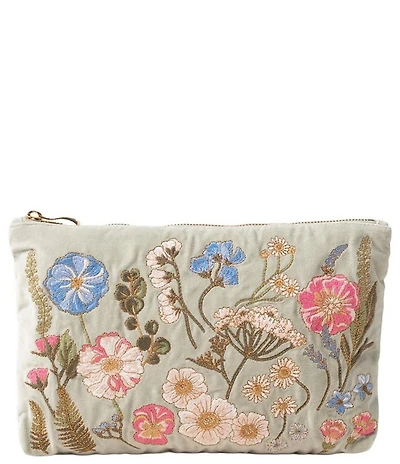 Elizabeth Scarlett Pressed Flowers Velvet Everyday Pouch