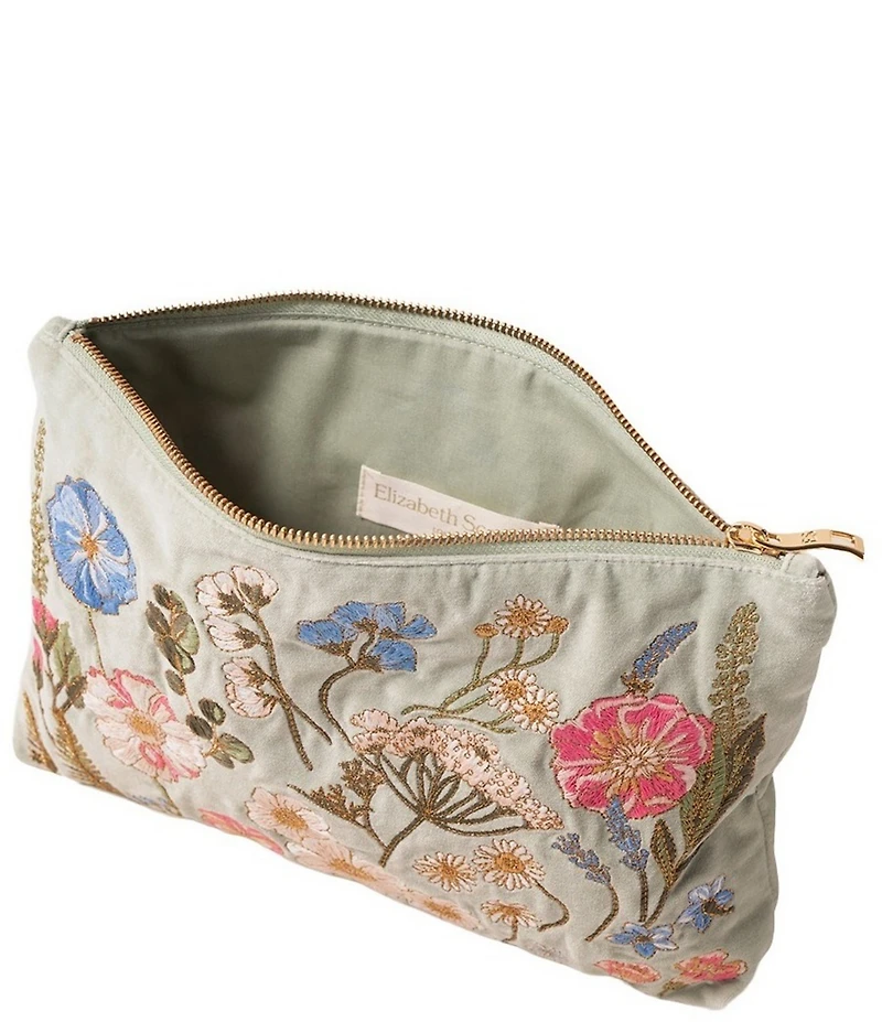 Elizabeth Scarlett Pressed Flowers Velvet Everyday Pouch