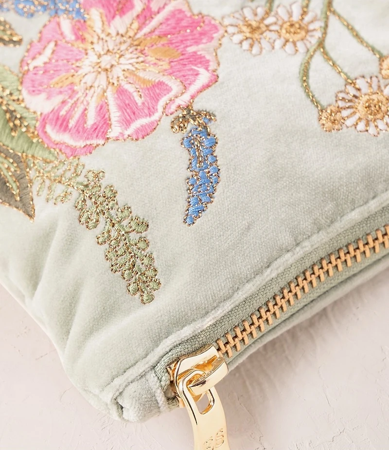 Elizabeth Scarlett Pressed Flowers Velvet Everyday Pouch
