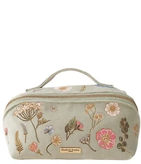 Elizabeth Scarlett Pressed Flowers Velvet Open Flat Makeup Bag