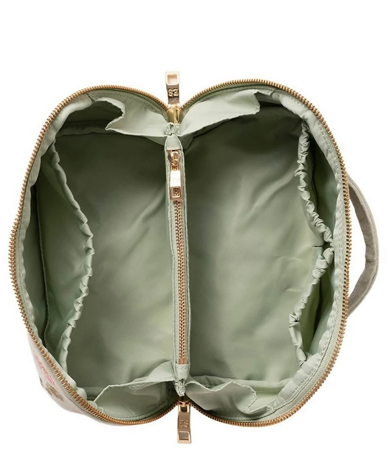 Elizabeth Scarlett Pressed Flowers Velvet Open Flat Makeup Bag