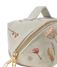 Elizabeth Scarlett Pressed Flowers Velvet Open Flat Makeup Bag