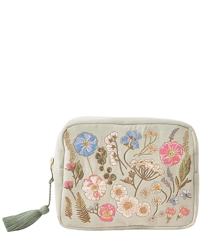 Elizabeth Scarlett Pressed Flowers Velvet Wash Bag
