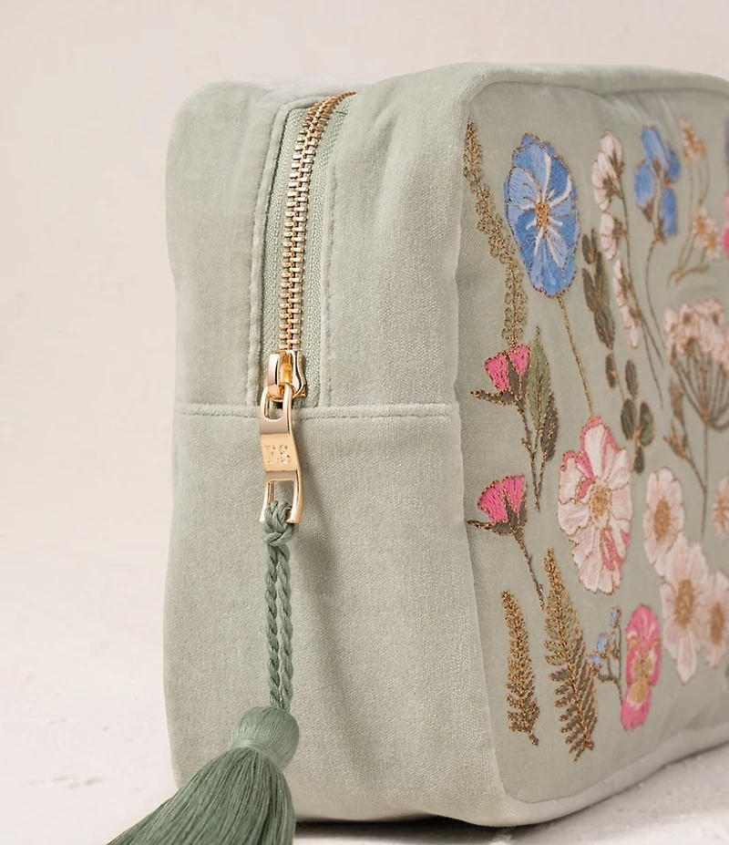 Elizabeth Scarlett Pressed Flowers Velvet Wash Bag